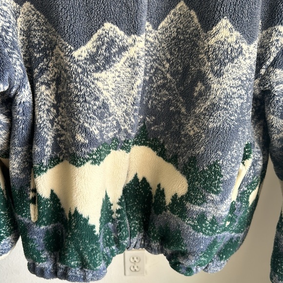 AOP vintage Vintage Country Woods Landscape Fleece Jacket Hooded Full Zip - Picture 3 of 8
